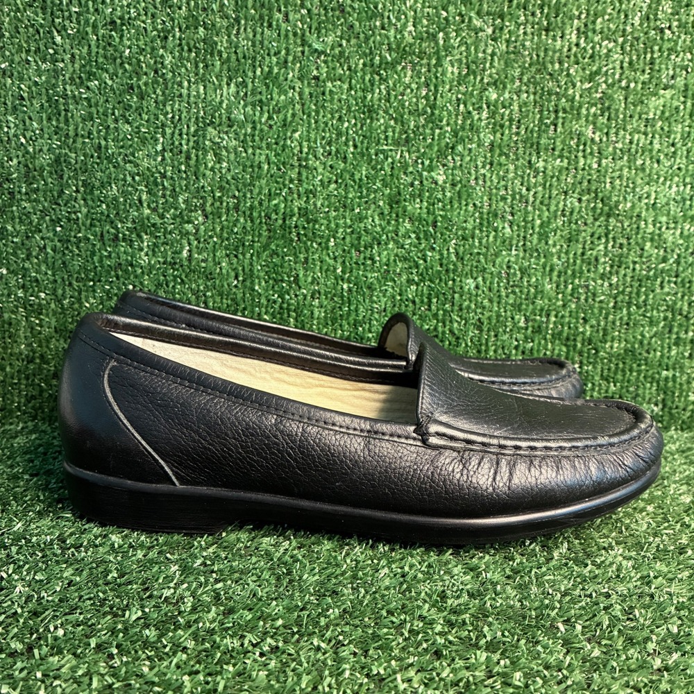 SAS Penny Leather Comfort Walking Loafer Work Slip On Black Womens Size 9.5 Wide
